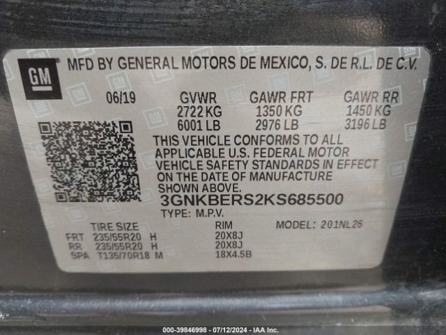 3GNKBERS2KS685500 Chevrolet BLAZER RS