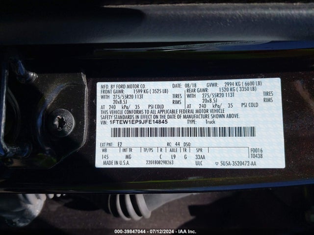 Ford F-150 Xlt 2018 1FTEW1EP9JFE14845 Image 9