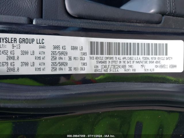 1C4RJFJT3EC241489 Jeep Grand Cherokee Summit