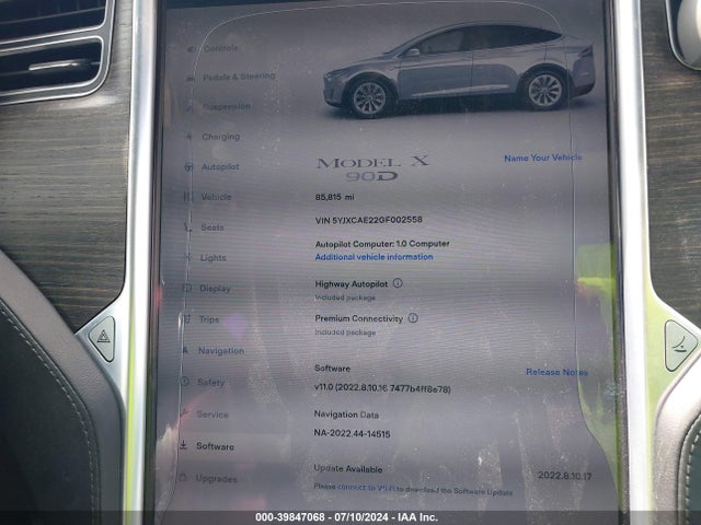 Tesla Model X 60d/70d/75d/90d 2016 5YJXCAE22GF002558 Image 7