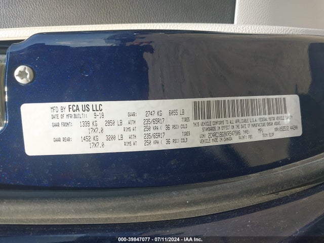 Chrysler Pacifica Touring L 2019 2C4RC1BG9KR547906 Image 9