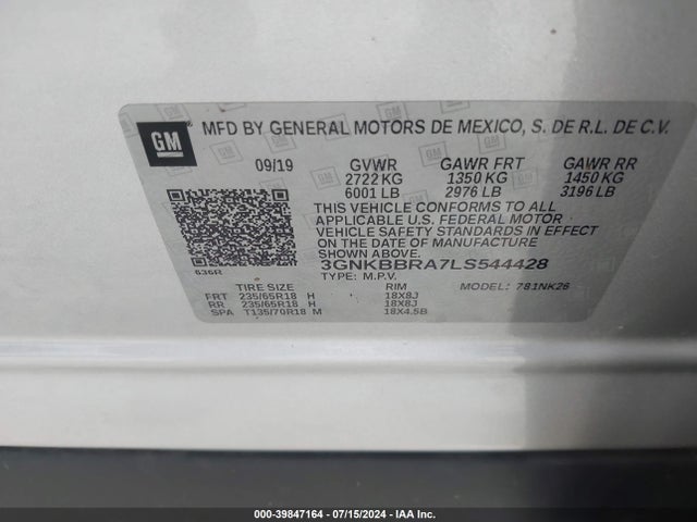 3GNKBBRA7LS544428 Chevrolet Blazer Fwd 1lt