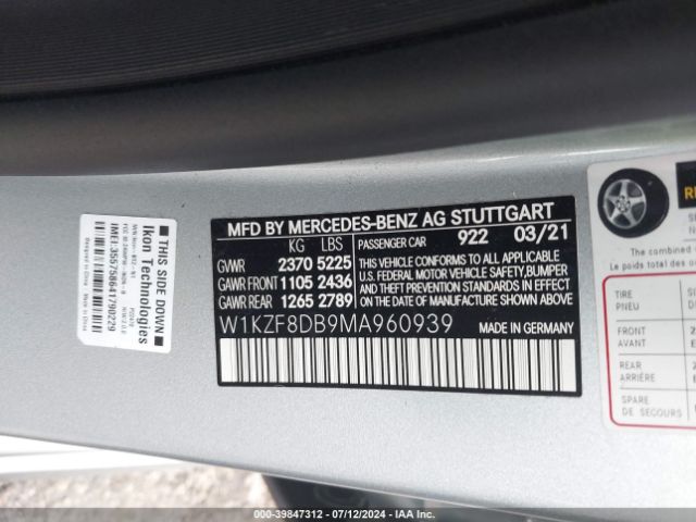 W1KZF8DB9MA960939 Mercedes-Benz E 350