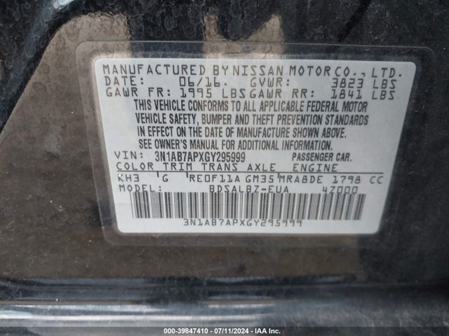 Nissan SENTRA S 2016 3N1AB7APXGY295999 Image 9