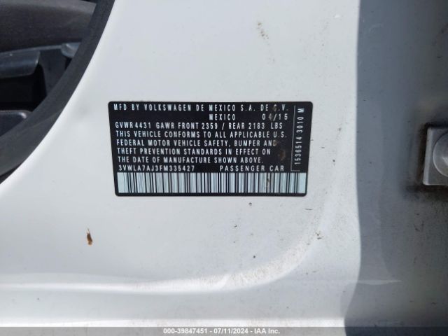 3VWLA7AJ3FM335427 Volkswagen Jetta 2.0l Tdi S