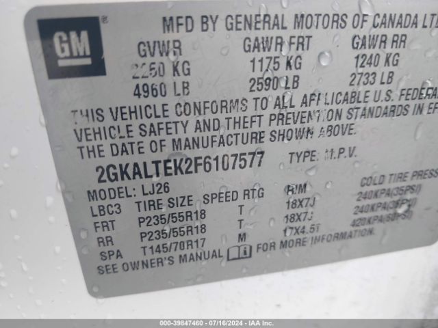 2GKALTEK2F6107577 GMC Terrain Slt-2