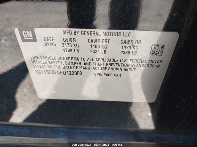 Chevrolet Impala 1lz 2015 1G1155SL6FU123063 Image 9