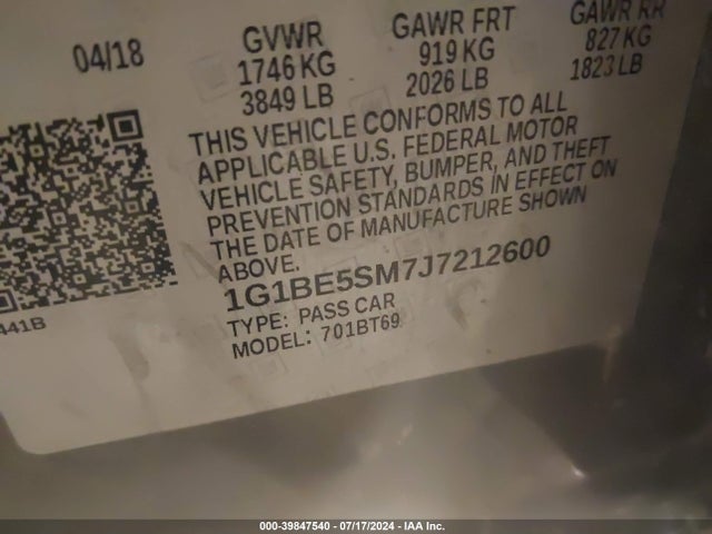 Chevrolet Cruze Lt Auto 2018 1G1BE5SM7J7212600 Image 9