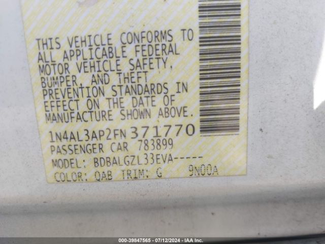 1N4AL3AP2FN371770 Nissan Altima 2.5 S
