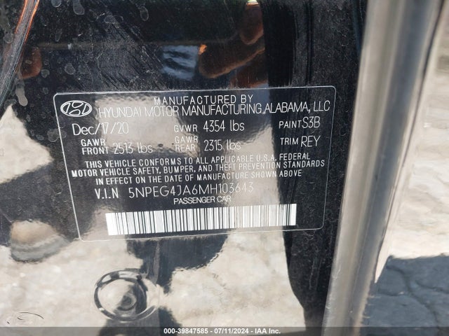 Hyundai SONATA SE 2021 5NPEG4JA6MH103643 Image 9