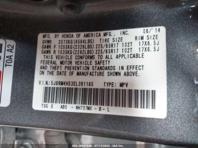5J6RM4H53EL091185 Honda CR-V EX