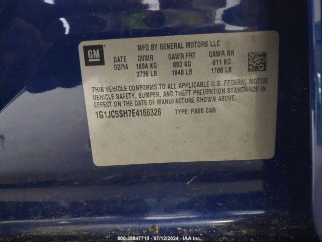 1G1JC5SH7E4166326 Chevrolet Sonic Lt Auto