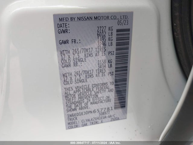 Nissan Frontier Pro-x 4x2 2023 1N6ED1EJ0PN657781 Image 9