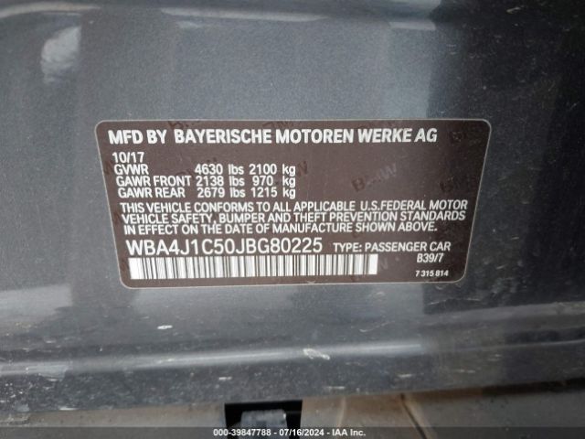 WBA4J1C50JBG80225 BMW 430i Gran Coupe