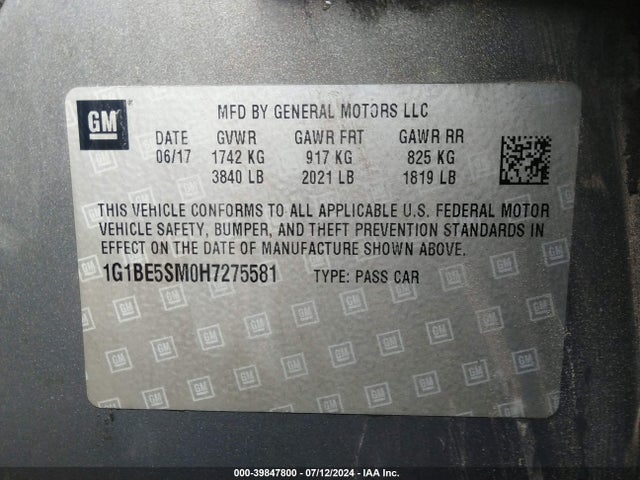 Chevrolet Cruze Lt Auto 2017 1G1BE5SM0H7275581 Image 9