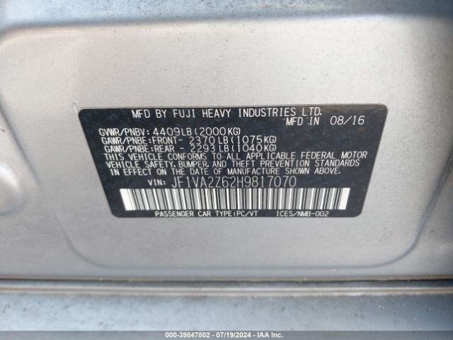 JF1VA2Z62H9817070 Subaru Wrx Sti Limited