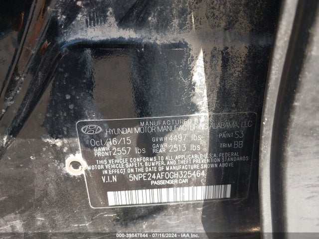 Hyundai SONATA SE 2016 5NPE24AF0GH325464 Image 9