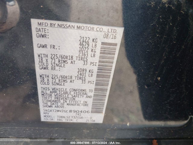 Nissan Rogue Sl 2016 5N1AT2MV2GC890406 Image 9