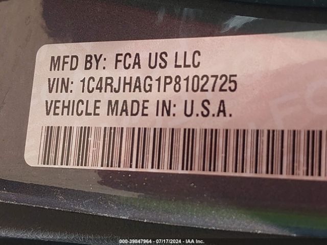 1C4RJHAG1P8102725 Jeep Grand Cherokee Altitude