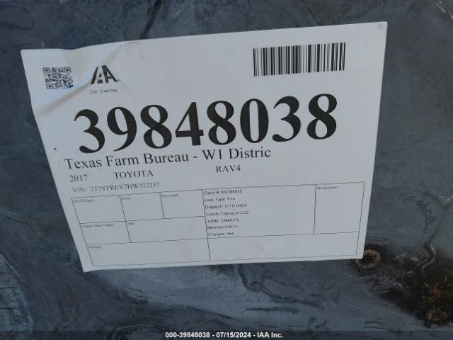 2T3YFREV7HW372257 Toyota Rav4 Limited
