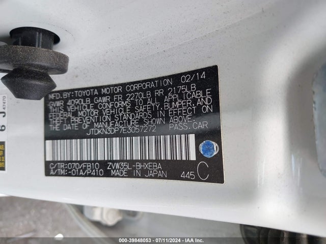 JTDKN3DP7E3057272 Toyota PRIUS PLUG-IN