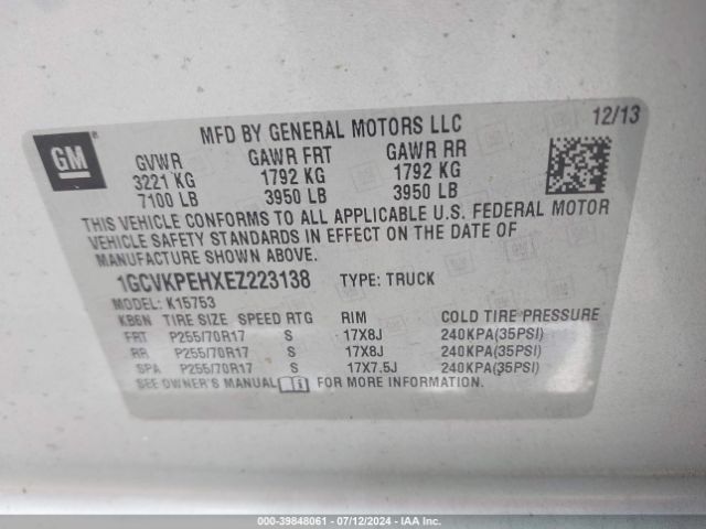 1GCVKPEHXEZ223138 Chevrolet Silverado 1500 Work Truck 1wt