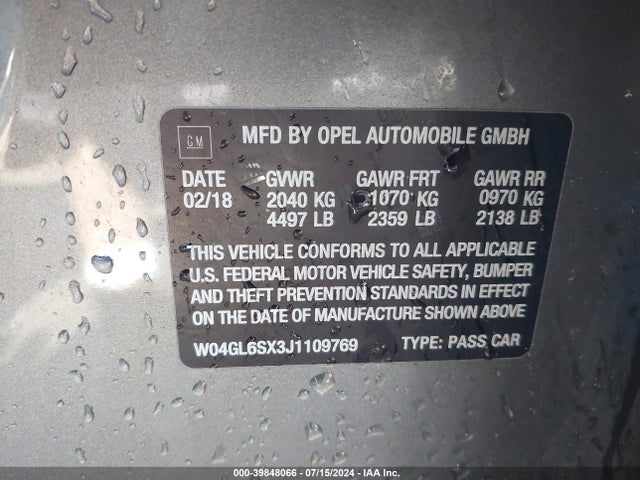 Buick Regal Sportback Preferred 2018 W04GL6SX3J1109769 Image 9