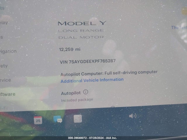 7SAYGDEEXPF765287 Tesla Model Y Awd/long Range Dual Motor All-wheel Drive