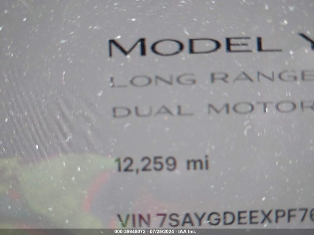 7SAYGDEEXPF765287 Tesla Model Y Awd/long Range Dual Motor All-wheel Drive