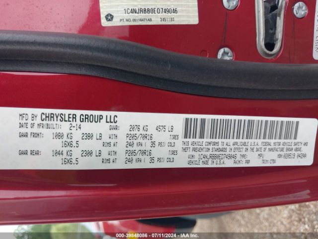1C4NJRBB0ED749046 Jeep Patriot Sport