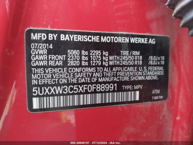 5UXXW3C5XF0F88991 BMW X4 Xdrive28i