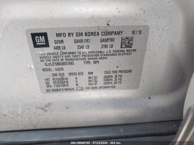 KL4CJFSB6GB557693 Buick Encore Convenience