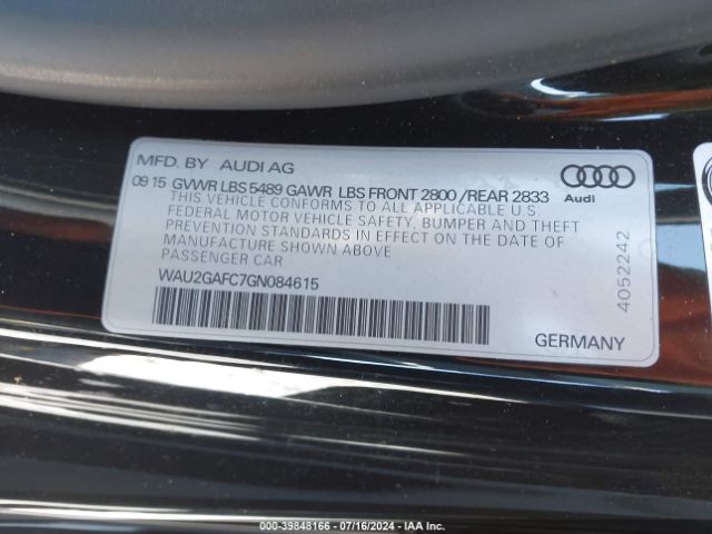 WAU2GAFC7GN084615 Audi A7 3.0t Premium Plus