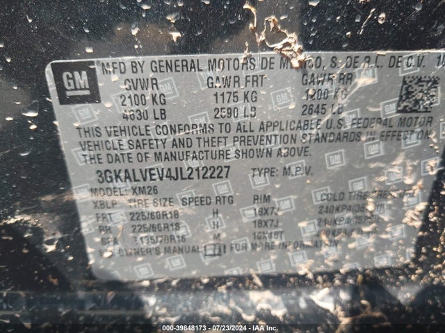 3GKALVEV4JL212227 GMC Terrain Slt