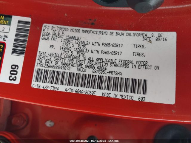 3TMCZ5AN6HM049075 Toyota Tacoma Trd Sport