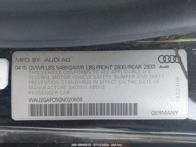 WAU2GAFC5GN020668 Audi A7 3.0t Premium Plus