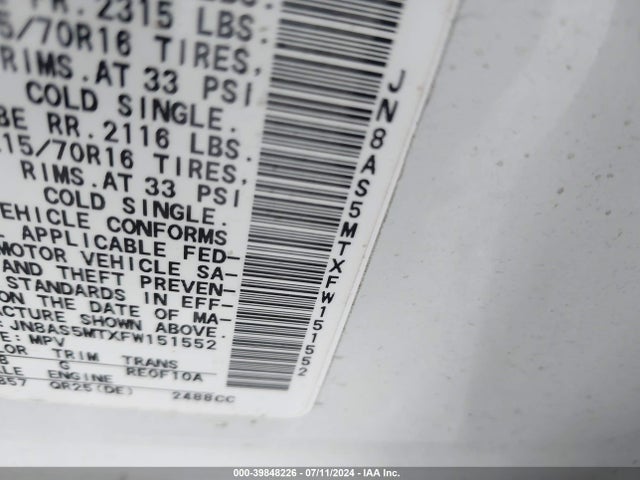 Nissan Rogue Select S 2015 JN8AS5MTXFW151552 Image 9