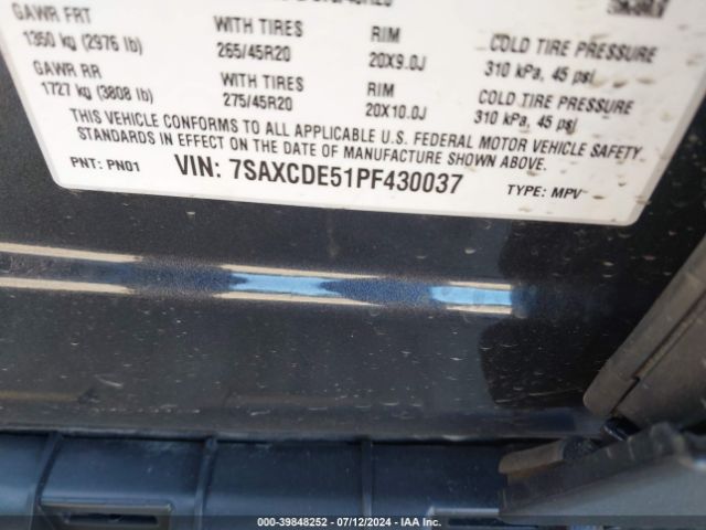 7SAXCDE51PF430037 Tesla Model X Dual Motor All-wheel Drive/standard Range