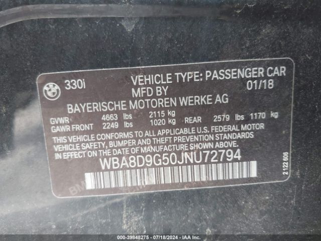 WBA8D9G50JNU72794 BMW 330i Xdrive