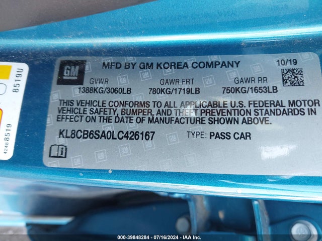 Chevrolet Spark Fwd Ls Automatic 2020 KL8CB6SA0LC426167 Image 9