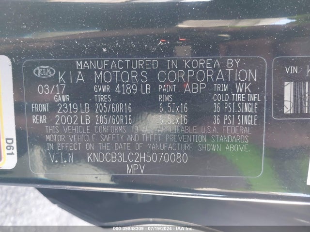 KIA NIRO LX 2017 KNDCB3LC2H5070080 Image 9