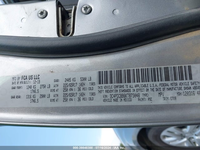 Dodge JOURNEY SE 2019 3C4PDCBB6KT873048 Image 9