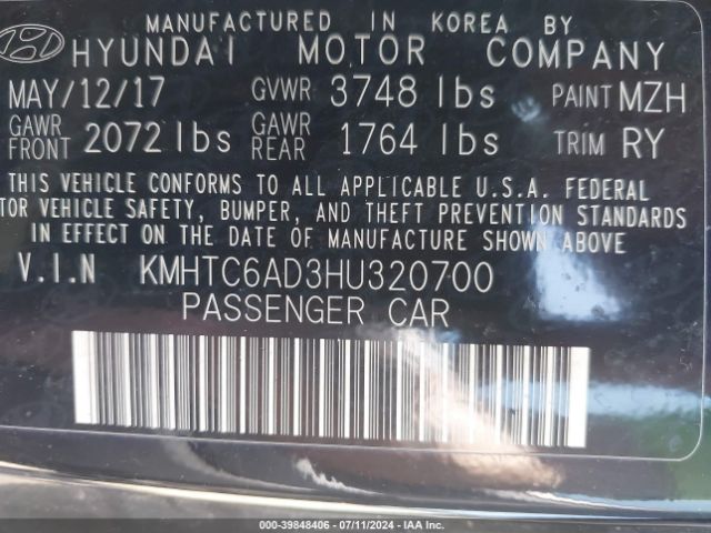 KMHTC6AD3HU320700 Hyundai Veloster