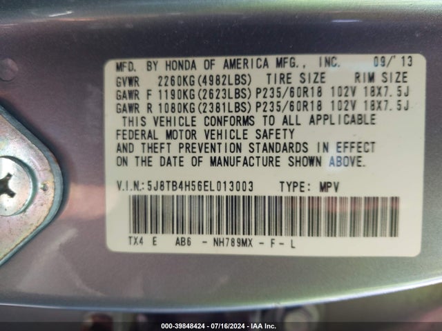 5J8TB4H56EL013003 Acura RDX