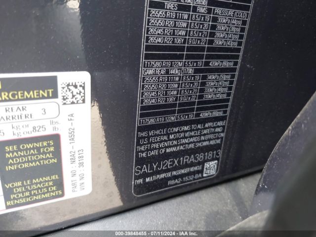 SALYJ2EX1RA381813 Land Rover Range Rover Velar P250 S