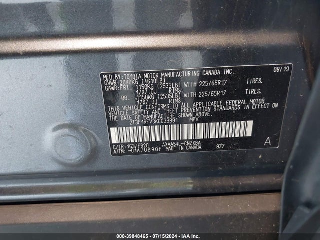 Toyota RAV4 LE 2019 2T3F1RFV3KC039891 Image 9
