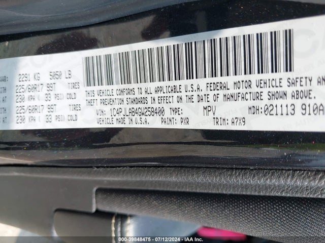 1C4PJLAB4GW258400 Jeep Cherokee Sport