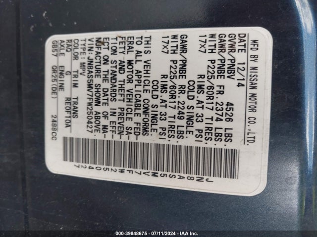 Nissan Rogue Select S 2015 JN8AS5MV7FW250427 Image 9