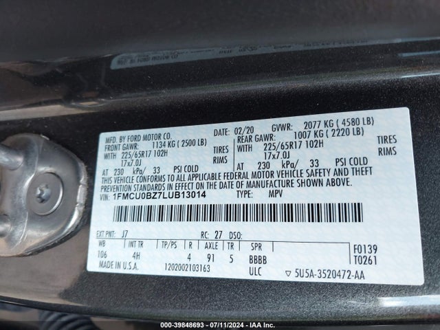 1FMCU0BZ7LUB13014 Ford Escape Se Sport Hybrid