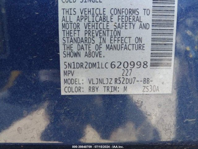 Nissan Pathfinder Platinum 4wd 2020 5N1DR2DM1LC620998 Image 9